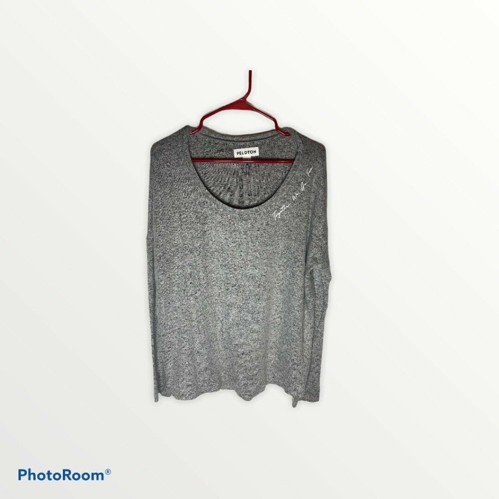 Peloton Gray Long Sleeve Scoop Neck Pullover